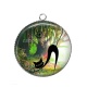 Pendentif Cabochon Argent - chat noir