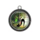 Pendentif Cabochon Argent - chat noir