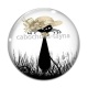 Cabochon Verre - chat noir