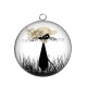 Pendentif Cabochon Argent - chat noir