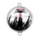 Connecteur Cabochon Argent - chat noir