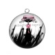 Pendentif Cabochon Argent - chat noir