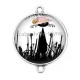 Connecteur Cabochon Argent - chat noir