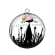Pendentif Cabochon Argent - chat noir