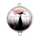 Connecteur Cabochon Argent - chat noir