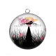 Pendentif Cabochon Argent - chat noir