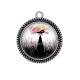 Pendentif Cabochon Argent - chat noir