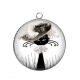 Pendentif Cabochon Argent - chat noir