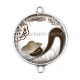 Connecteur Cabochon Argent - chat