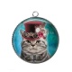 Pendentif Cabochon Argent - chat