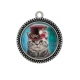 Pendentif Cabochon Argent - chat