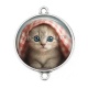 Connecteur Cabochon Argent - chaton