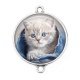 Connecteur Cabochon Argent - chaton