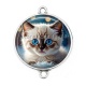 Connecteur Cabochon Argent - chaton
