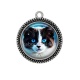 Pendentif Cabochon Argent - chat noir et blanc