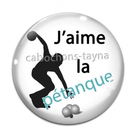 Cabochon Verre - j'aime la pétanque