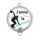 Connecteur Cabochon Argent - j'aime la pétanque