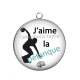 Pendentif Cabochon Argent - j'aime la pétanque