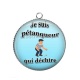 Pendentif Cabochon Argent - je suis un pétanqueur qui déchire