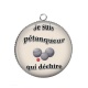 Pendentif Cabochon Argent - je suis un pétanqueur qui déchire