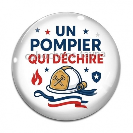 Cabochon Verre - un pompier qui déchire