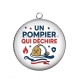 Pendentif Cabochon Argent - un pompier qui déchire