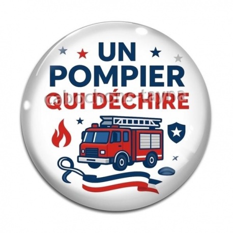 Cabochon Verre - un pompier qui déchire