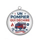 Pendentif Cabochon Argent - un pompier qui déchire