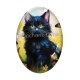 Cabochon Verre Ovale - chat noir
