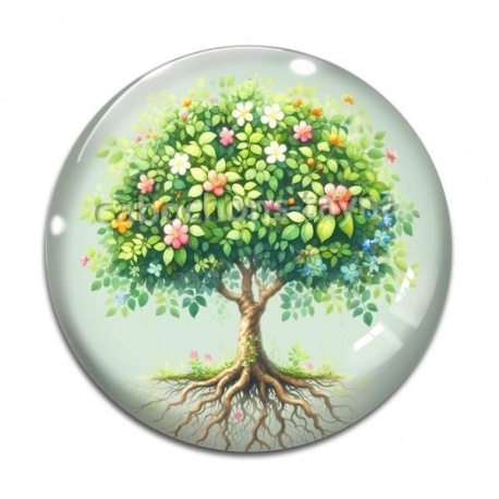 Cabochon Verre - arbre de vie