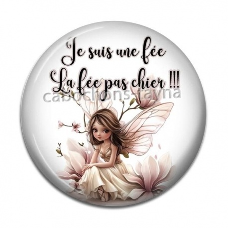 Cabochon Résine - je suis une fée, La fée pas chier