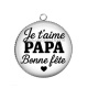 Pendentif Cabochon Argent - je t'aime papa bonne fête