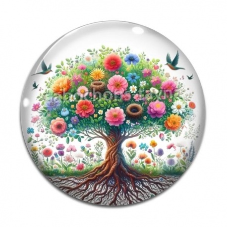 Cabochon Verre - arbre de vie