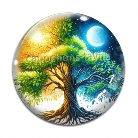 Cabochon Verre - arbre de vie