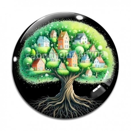 Cabochon Verre - arbre de vie