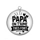 Pendentif Cabochon Argent - papa on t'aime très fort