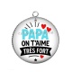 Pendentif Cabochon Argent - papa on t'aime très fort