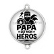 Connecteur Cabochon Argent - papa est mon héros