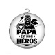 Pendentif Cabochon Argent - papa est mon héros