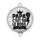 Connecteur Cabochon Argent - papa c'est toi le boss