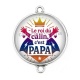 Connecteur Cabochon Argent - le roi du câlin c'est papa