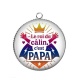 Pendentif Cabochon Argent - le roi du câlin c'est papa