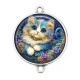 Connecteur Cabochon Argent - chat