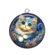 Pendentif Cabochon Argent - chat