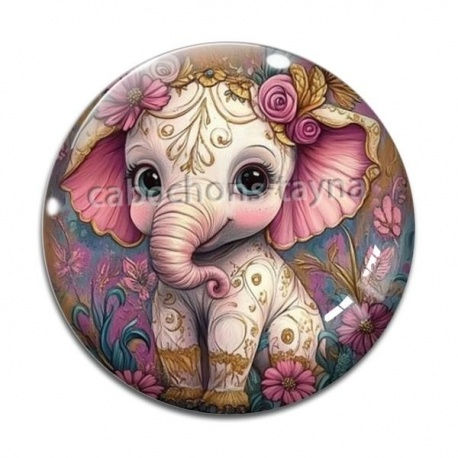 Cabochon Verre - éléphant