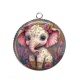 Pendentif Cabochon Argent - éléphant