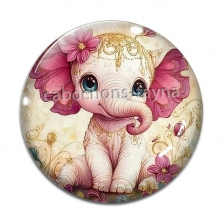 Cabochon Verre - éléphant