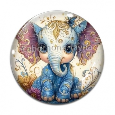 Cabochon Verre - éléphant