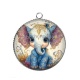 Pendentif Cabochon Argent - éléphant
