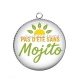 Pendentif Cabochon Argent - pas d'été sans mojito